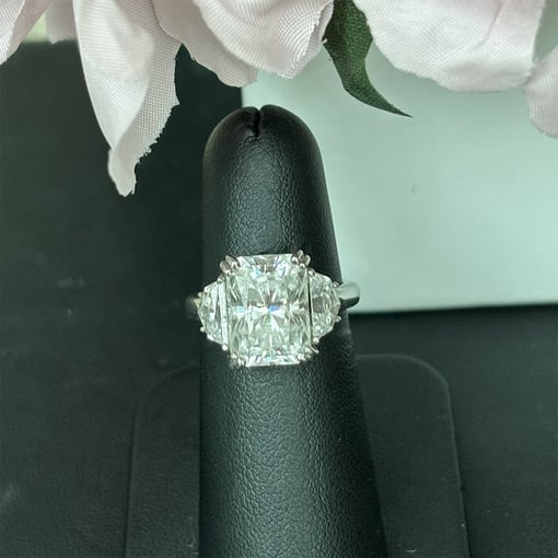 7.60 Tcw Elongated Radiant Three Stone Engagement Ring