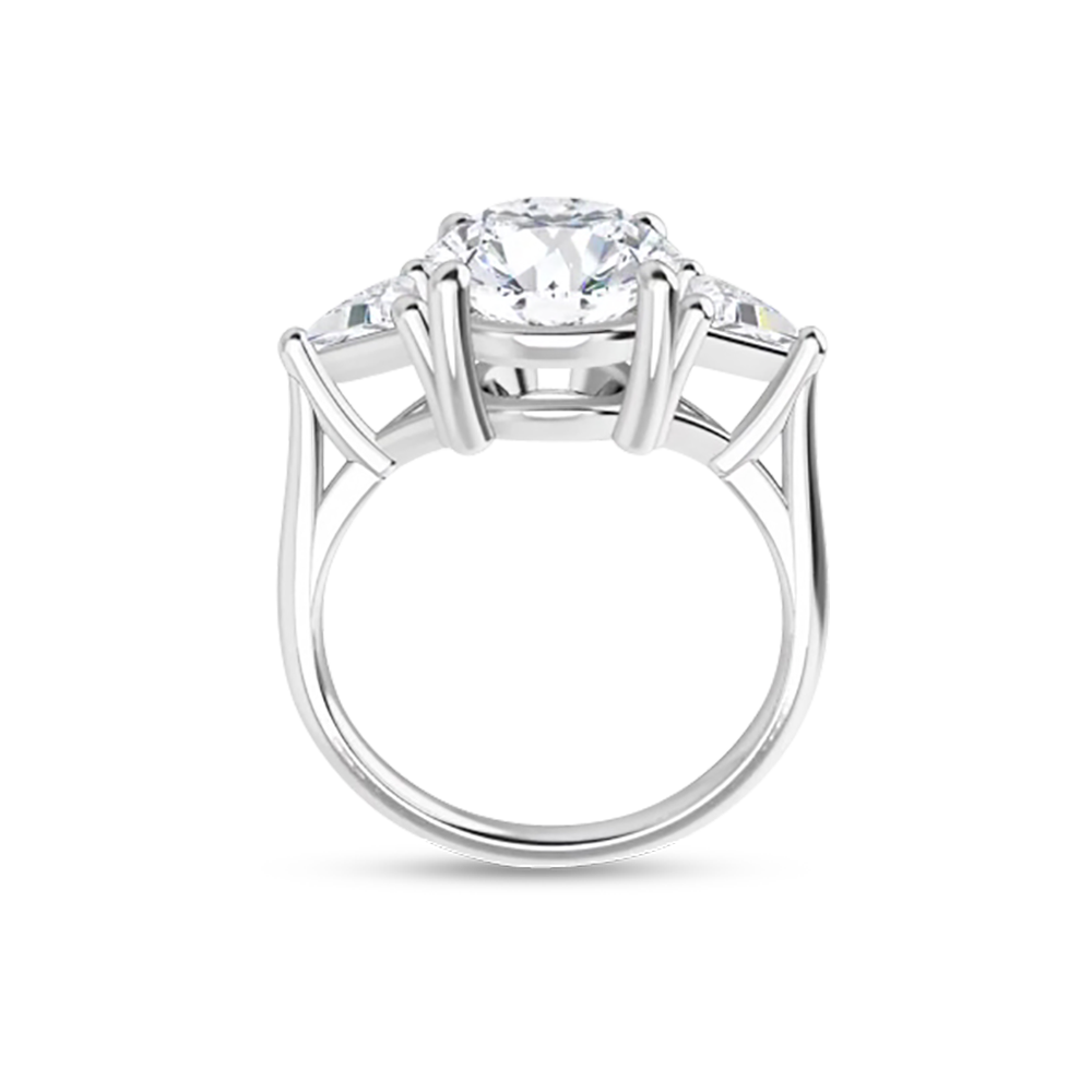 Round Trillion Moissanite 3 Stone Ring 2.50tcw 4.20tcw