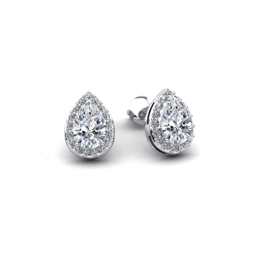 Pear Halo Stud Earrings