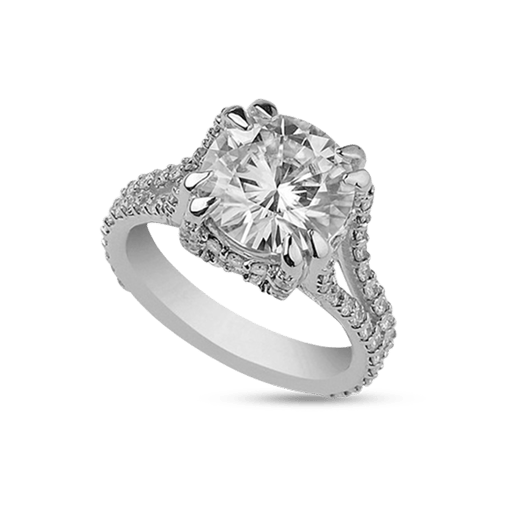 Round Hidden Halo Pave Engagement Ring