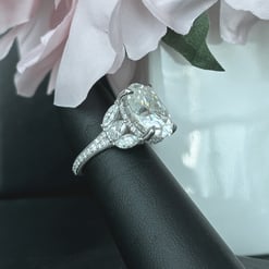 12.00 Tcw Oval Moissanite Colorless Sidestone Cocktail Engagement Ring