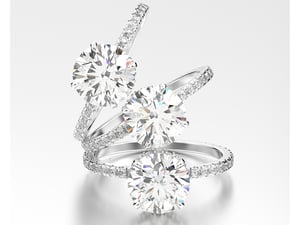 Round Pear Halo Pave Engagement Ring