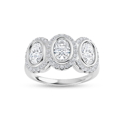 Oval Halo Three Stone Ring - 123312ov