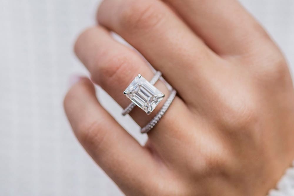 Emerald Cut Moissanite Rings Kenosha, WI