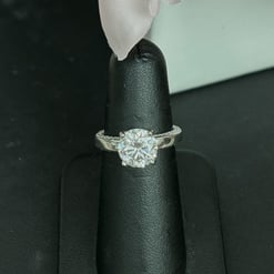 3.30 Tcw Round Moissanite Colorless Sidestone Engagement Ring