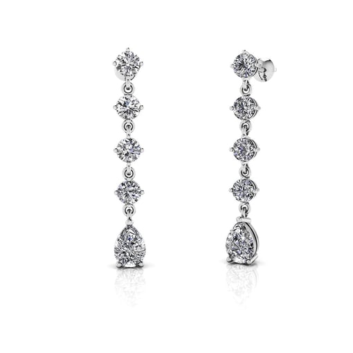 Brilliant Round And Pear Drop Diamond Earrings