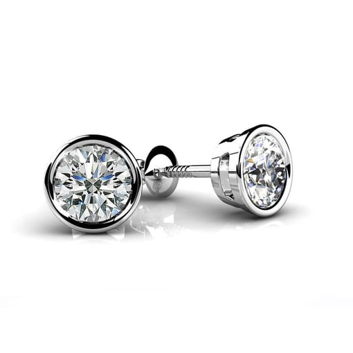 Round Bezel Stud Earrings
