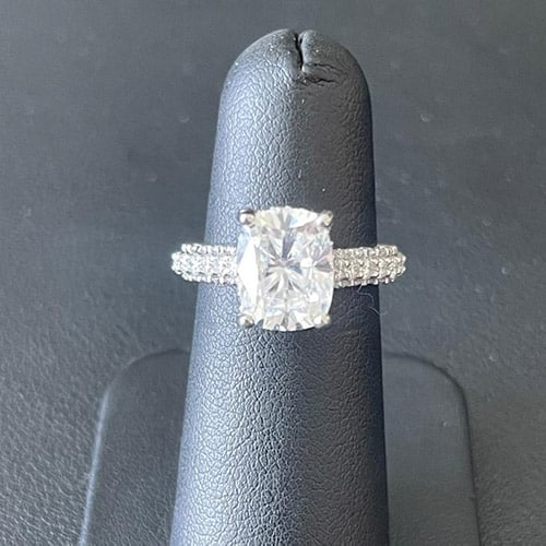 5.70 TCW Elongated Cushion Moissanite Hidden Halo Engagement Ring