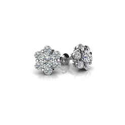 Round Flower Shaped Cluster Stud Earrings