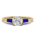 Three Stone Lab Ground and Sapphire Engagement Ring