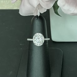 3.30 Tcw Oval Moissanite Colorless Halo Sidestone Engagement Ring