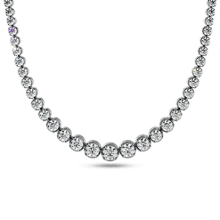 Round Bezel Degrade Tennis Necklace