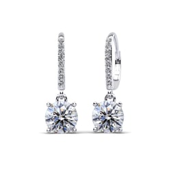 Round Moissanite Drop Earrings