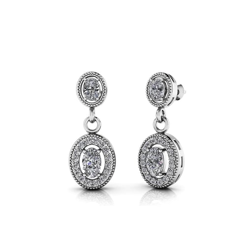 Vintage Oval Moissanite Drop Earrings