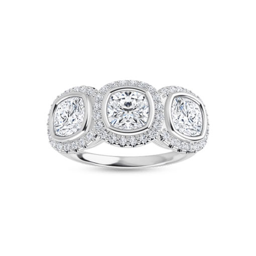 Cushion Halo Three Stone Ring -123312cu