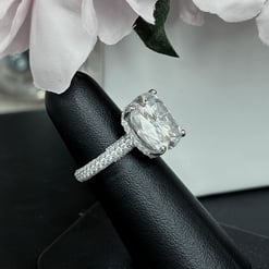 11.00 Tcw Cushion Hidden Halo Pave Engagement Ring