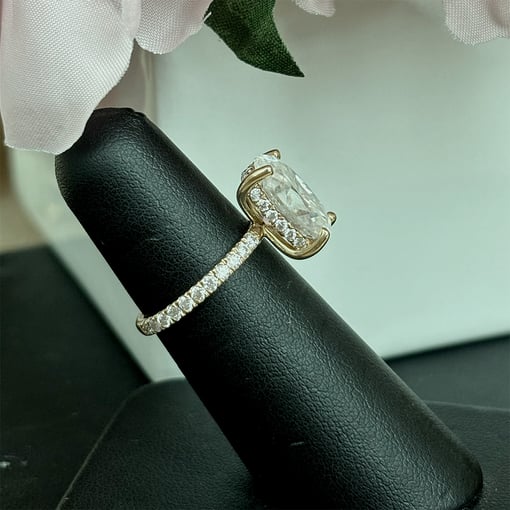 7.00 Tcw Elongated Oval Hidden Halo Pave Engagement Ring