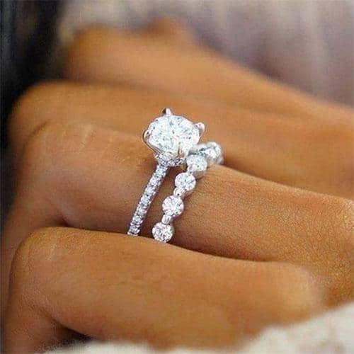 6.20tcw Round Halo Bridal Set Rings