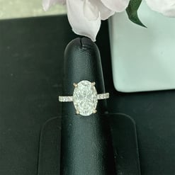 7.00 Tcw Elongated Oval Hidden Halo Pave Engagement Ring