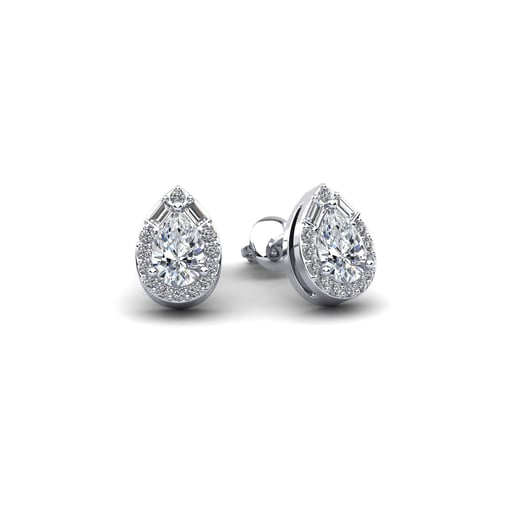 Pear Baguettes Halo Stud Earrings