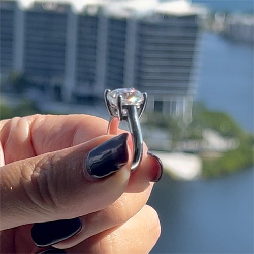 5.02 TCW Cushion Moissanite Colorless Basket 4 Prongs Solitaire Ring