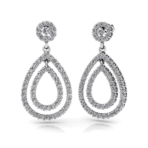 Double Teardrop Round Moissanite Earrings