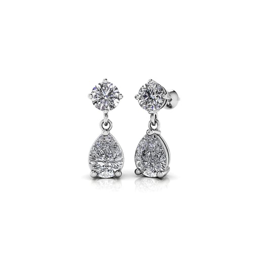 Alluring Round And Pear Drop Earrings