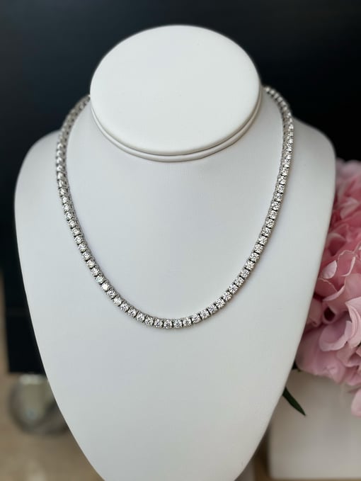 24TCW Round Tennis Necklace