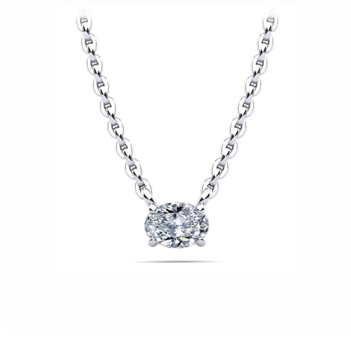 East West Oval Solitaire Pendant
