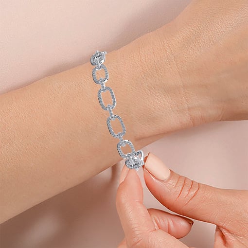 Paperclip Pave Diamond Tennis Bracelet