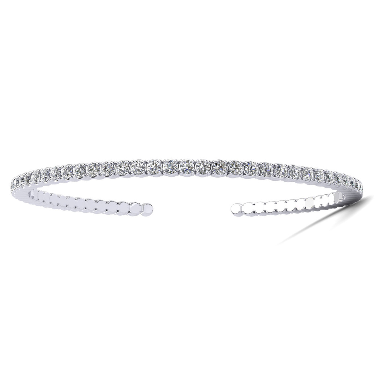Round Moissanite Flexible Bangle White2 Round Moissanite Flexible Bangle
