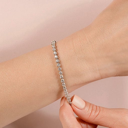 Round Moissanite Three Prong Tennis Bracelet