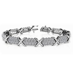 Stylized X Triple Row Tennis Bracelet