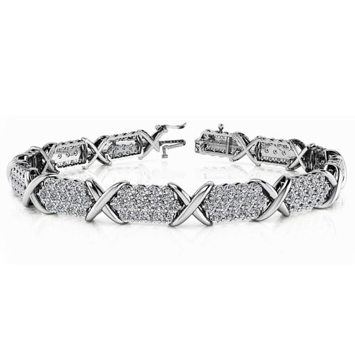 Stylized X Triple Row Tennis Bracelet
