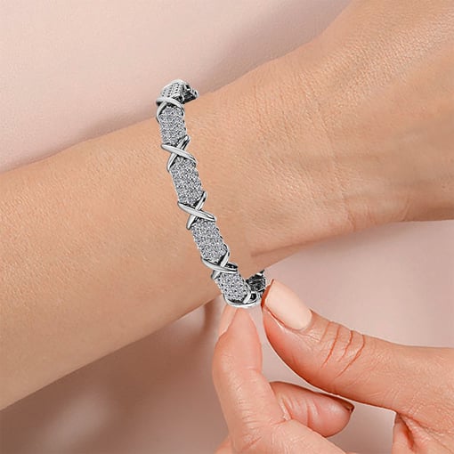 Stylized X Triple Row Tennis Bracelet