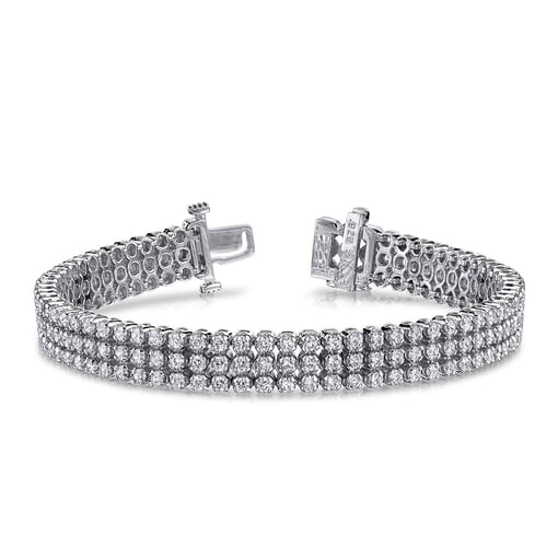 Triple Row Round Tennis Bracelet