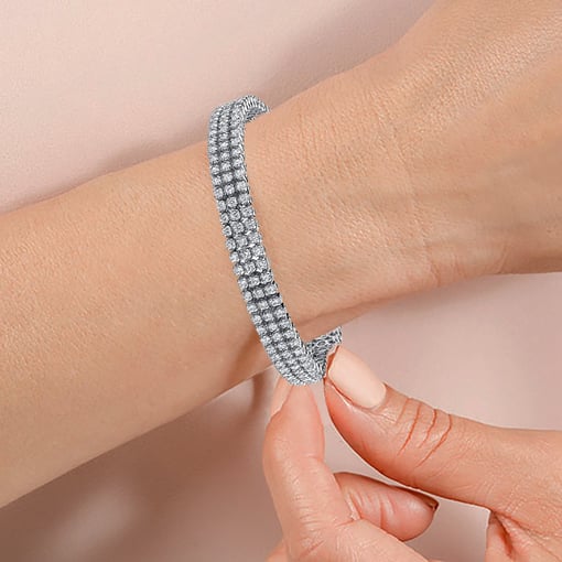 Triple Row Round Tennis Bracelet