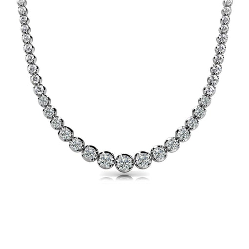 Round Bezel Degrade Tennis Necklace