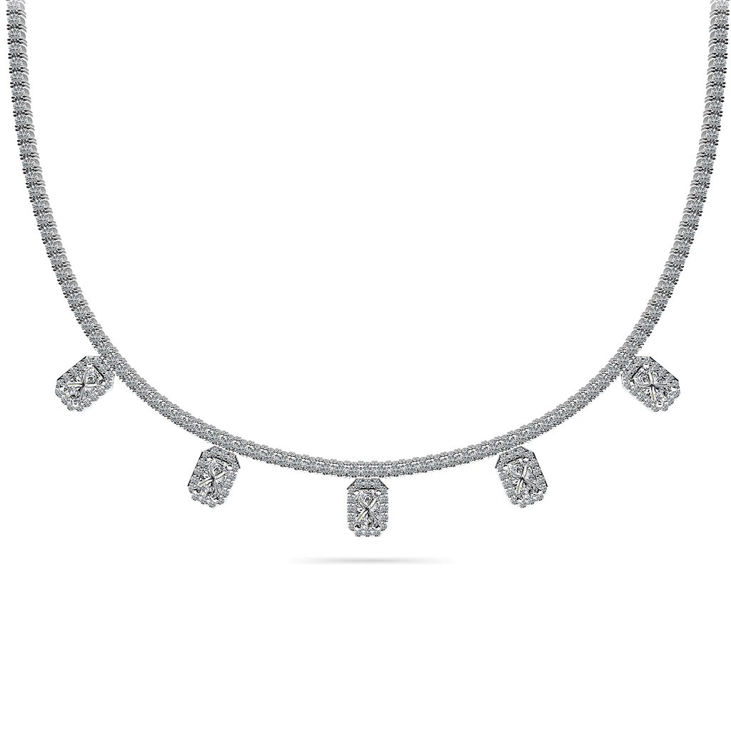 Alluring Drop Emerald Tennis Necklace