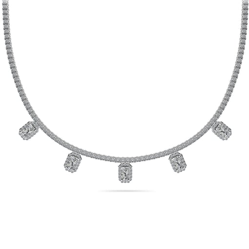 Alluring Drop Emerald Tennis Necklace
