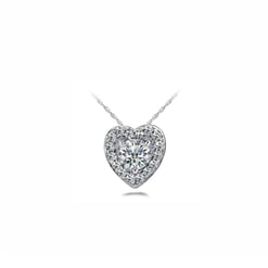 Round Center Heart Halo Pendant