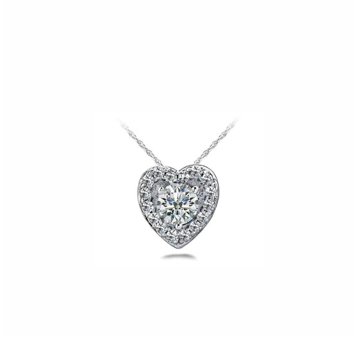 Round Center Heart Halo Pendant