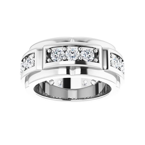 Round Moissanite Men's Wedding Eternity Ring