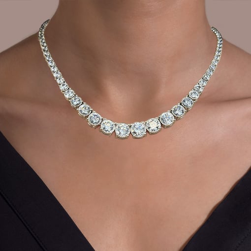 Crown Degrade Tennis Necklaces