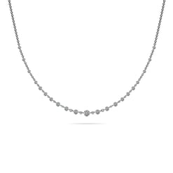 Round Graduated Chain Link Tennis Necklace in White