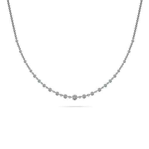 Round Graduated Chain Link Tennis Necklace in White