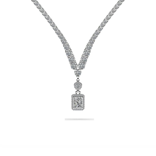 Emerald Halo Pendant V Riviera Necklace