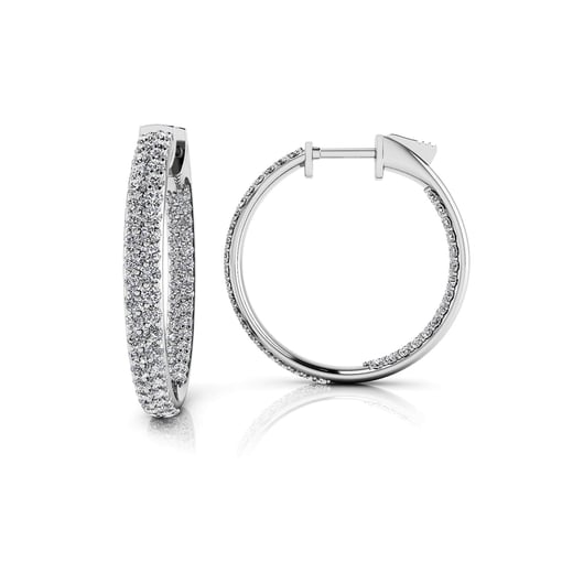 Two Row Pave Inside Out Hoop Earrings
