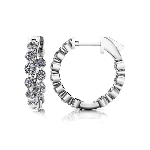 Shared Prong Hoop Earrings 0.6 inch