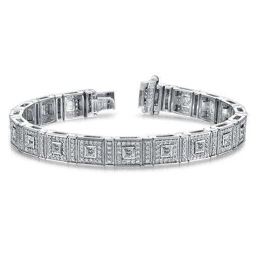 Bezel Halo Princess Tennis Bracelet